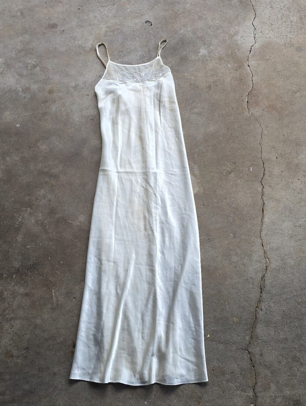vtg 80s 90a dainty floral minimal satin gown